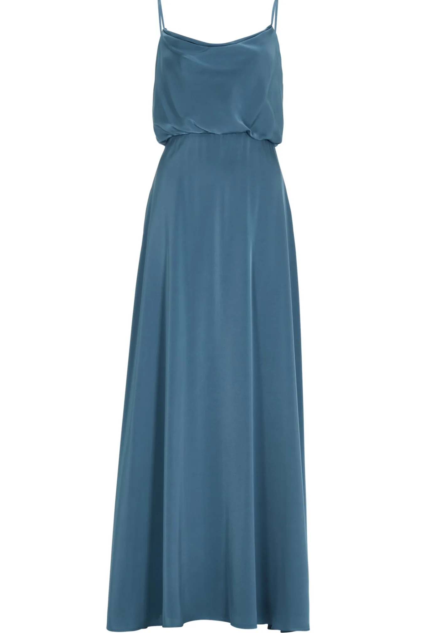 Abendkleid aus Satin mit angedeutetem Wasserfallausschnitt