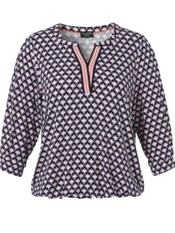 3/4-Arm Print-Shirt mit Gummizugsaum