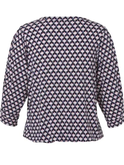 3/4-Arm Print-Shirt mit Gummizugsaum