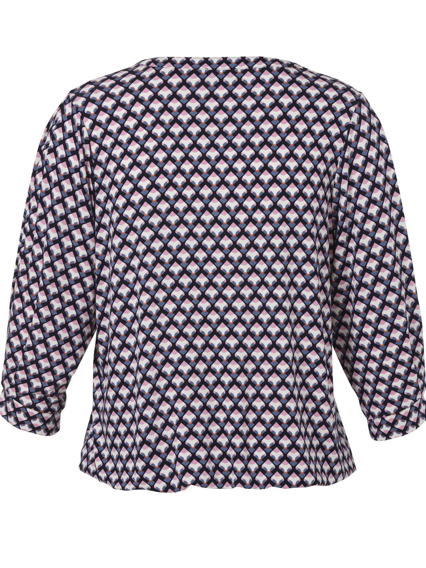 3/4-Arm Print-Shirt mit Gummizugsaum