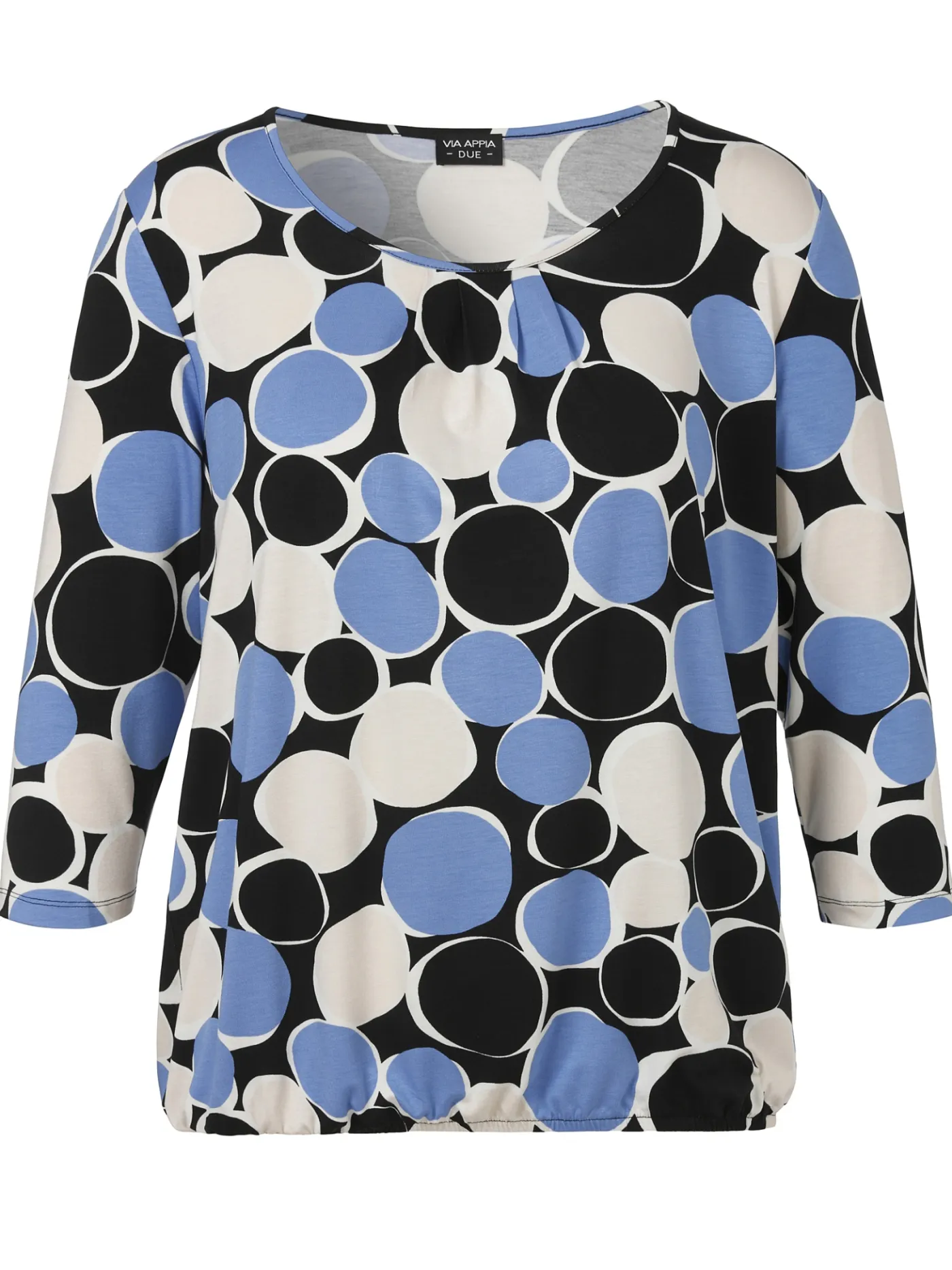 3/4-Arm Shirt mit Gummizugsaum