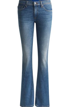 Ausgestellte Jeans aus bequemem blauem Stretch-Denim
