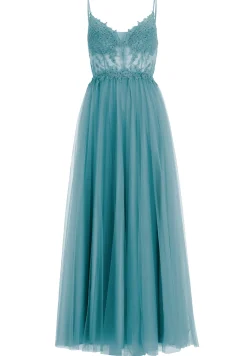 Ausgestelltes Tüllkleid mit Spitzenstickerei