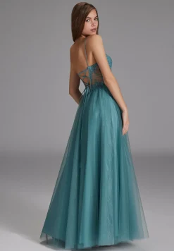 Ausgestelltes Tüllkleid mit Spitzenstickerei
