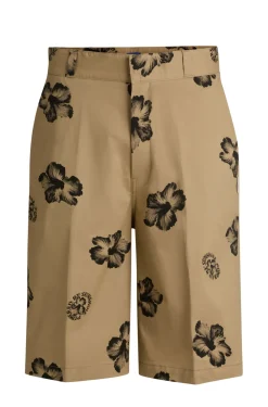 Baggy-Fit Twill-Shorts aus Stretch-Baumwolle mit Hibiskus-Print