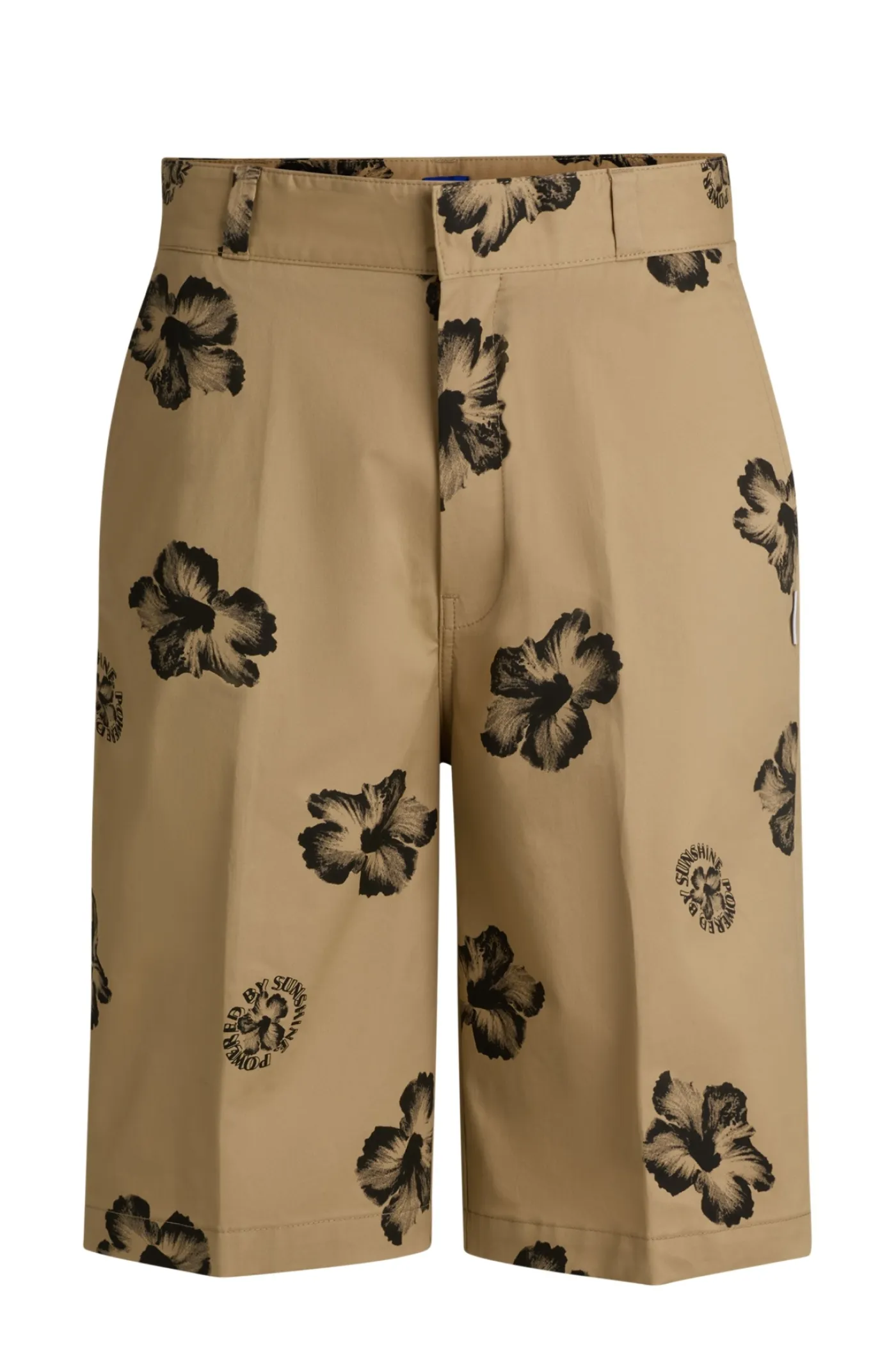 Baggy-Fit Twill-Shorts aus Stretch-Baumwolle mit Hibiskus-Print
