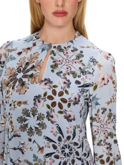 Bedrucktes Kleid aus Viskose-Crêpe