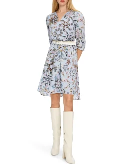 Bedrucktes Kleid aus Viskose-Crêpe