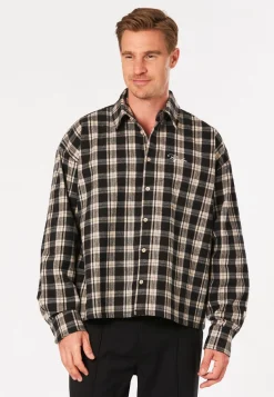BEVILL FLANNEL SHIRT WASHED DARK STONE BLACK
