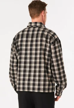 BEVILL FLANNEL SHIRT WASHED DARK STONE BLACK