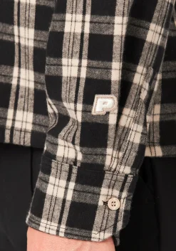 BEVILL FLANNEL SHIRT WASHED DARK STONE BLACK