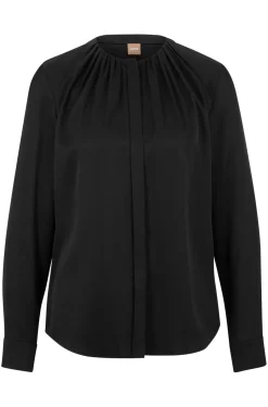 Bluse aus Elastischem Crêpe De Chine mit gerafftem Ausschnitt