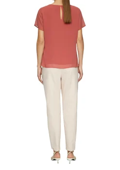 Chiffonbluse mit Falten am Ausschnitt