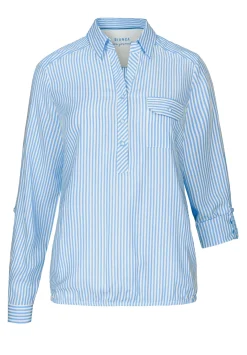 Coole Schlupfbluse mit Polokragen und kurzer Knopfleiste