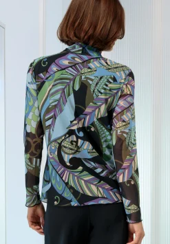Cooles Print-Shirt mit Rollkragen in Mesh-Ware