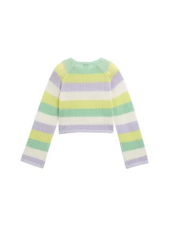 Cropped Strickpullover mit Streifenmuster