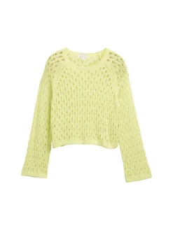 Cropped Strickpullover mit Lochmuster
