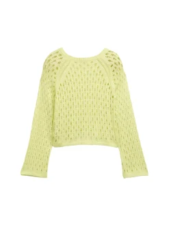 Cropped Strickpullover mit Lochmuster