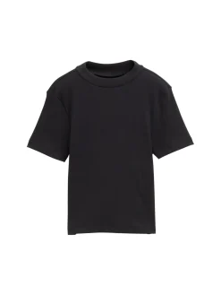 Cropped T-Shirt mit Rippstruktur