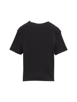 Cropped T-Shirt mit Rippstruktur