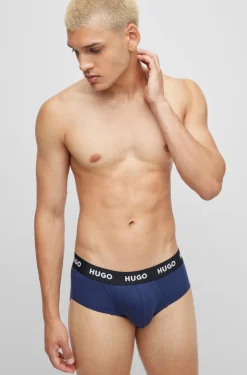 DREIER-PACK SLIPS AUS STRETCH-BAUMWOLLE MIT LOGO AM BUND HIPBRIEF TRIPLETPACK