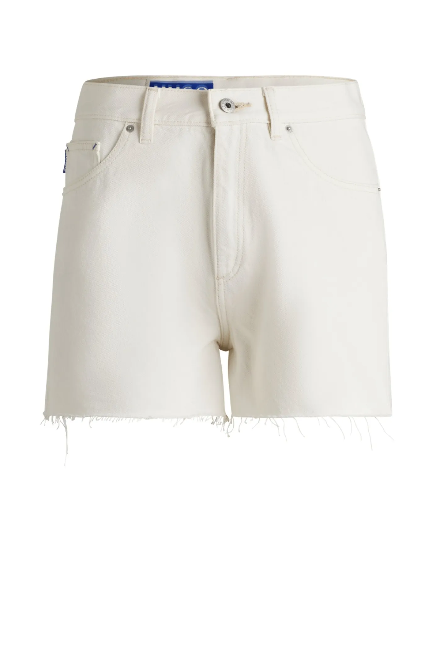 Ecrufarbene Denim-Shorts mit unversäuberten Säumen