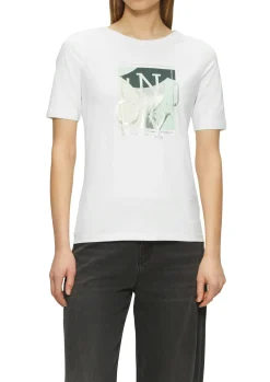 Elastisches T-Shirt mit Frontprint im Slim Fit