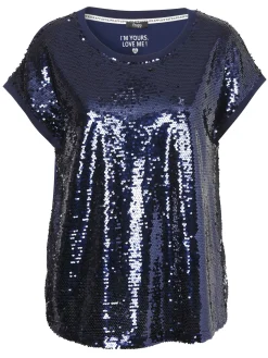Feines Shirt mit Pailletten Front