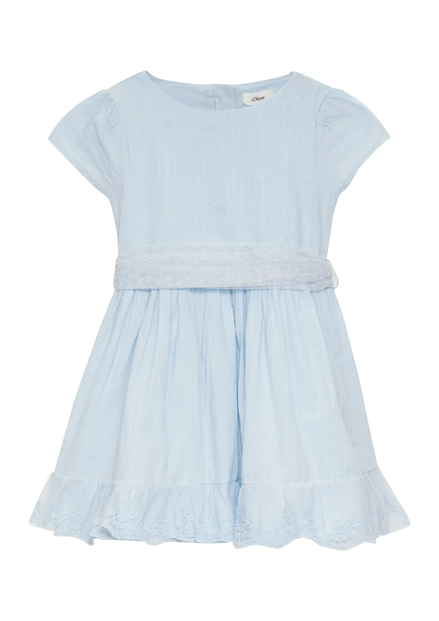 Festives Kleid mit Tüll-Gürtel und Spitzen-Details