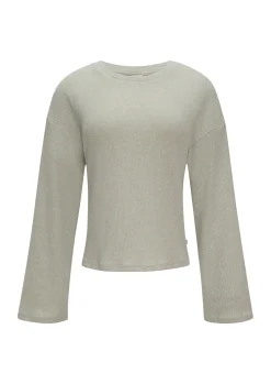 Flauschiges Rippshirt in melierter Optik