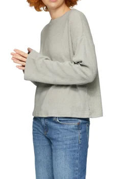 Flauschiges Rippshirt in melierter Optik