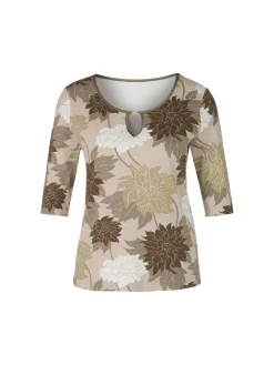 Florales Rippen-T-Shirt