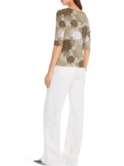 Florales Rippen-T-Shirt