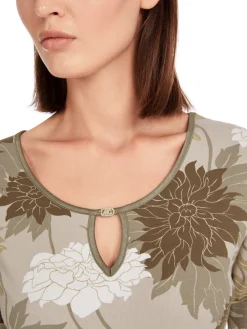 Florales Rippen-T-Shirt