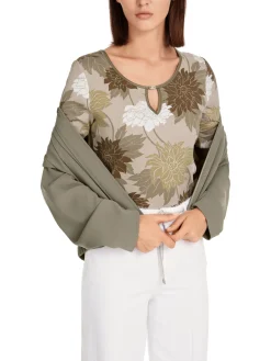 Florales Rippen-T-Shirt