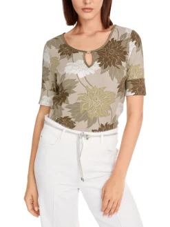 Florales Rippen-T-Shirt