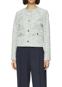 Gefütterte Bouclé-Jacke mit Zierknöpfen