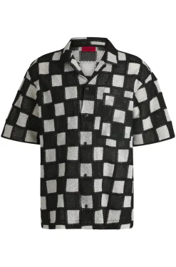 Gehäkeltes Oversized-Hemd mit Karo-Print