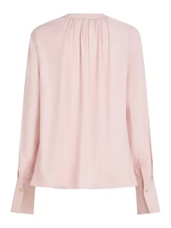 Geraffte Relaxed Fit Bluse mit V-Ausschnitt