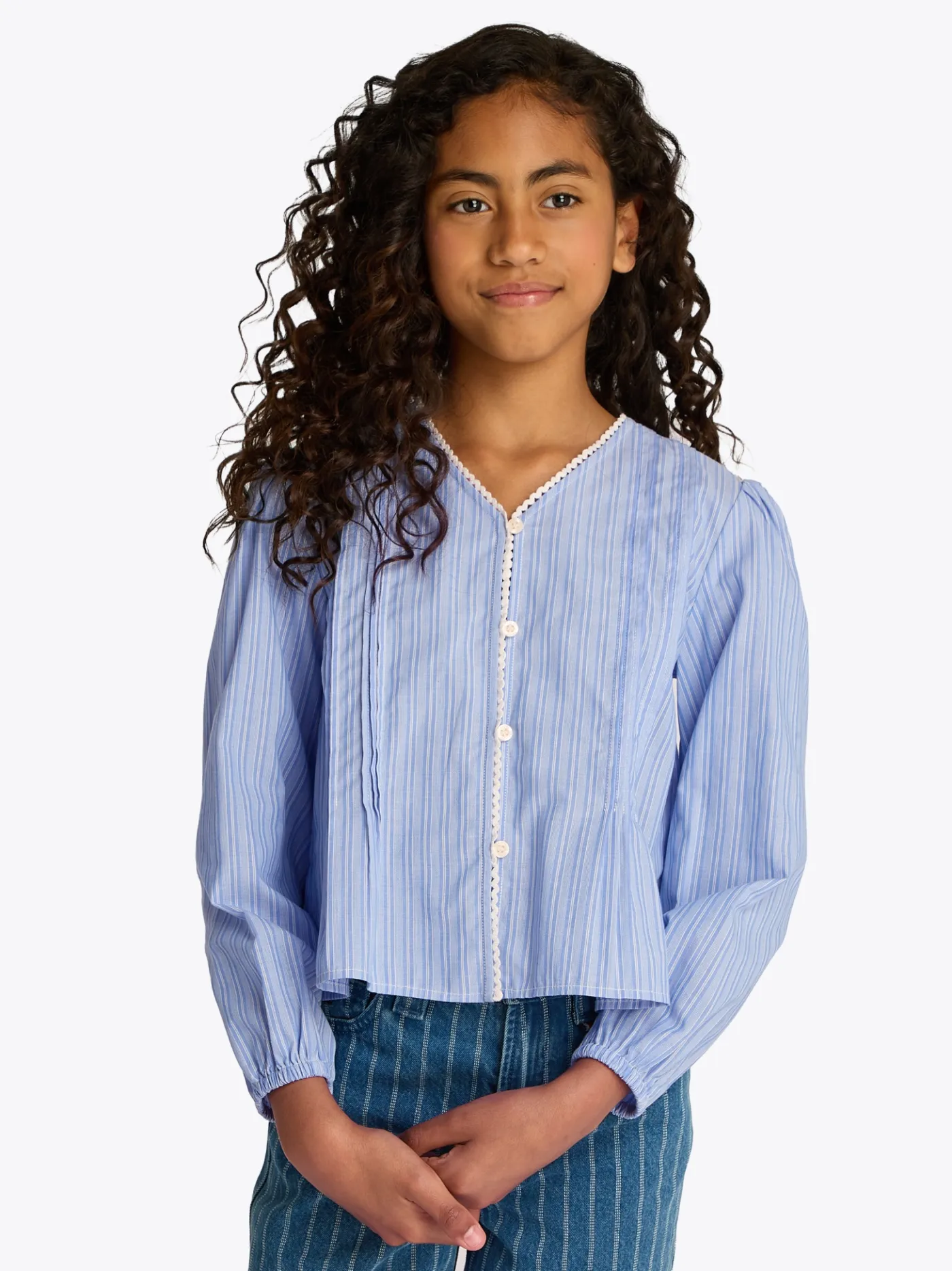 Gestreifte Bluse mit Falten
