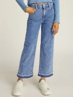 Girlfriend Straight Jeans mit unvernähtem Saum