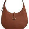 Hobo Bag aus genarbtem Leder mit goldfarbenen Metalldetails