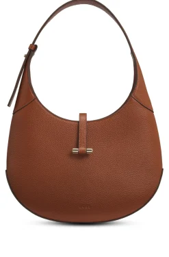 Hobo Bag aus genarbtem Leder mit goldfarbenen Metalldetails