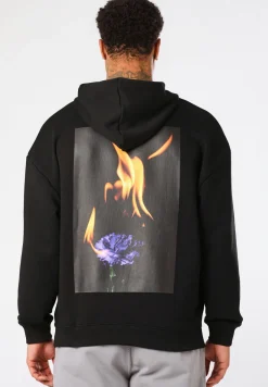 Hoodie aus Baumwoll-Mix mit floralem Flammen-Artwork