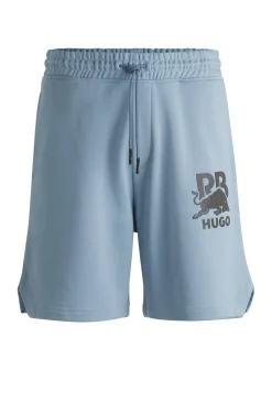 HUGO x RB Shorts aus Baumwoll-Terry mit Carbon-Stealth-Logo