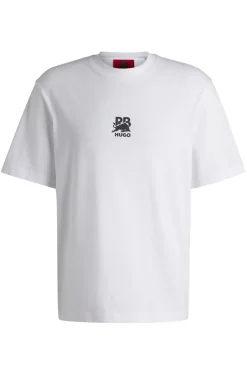 HUGO x RB T-Shirt aus Baumwoll-Jersey mit Carbon-Stealth-Logo
