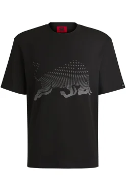 HUGO x RB T-Shirt aus Baumwoll-Jersey mit Stier-Grafik in Degradé-Optik