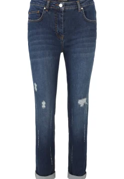Jeans Hose mit Vintage-Löchern und Strass-Steinchen
