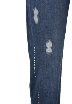 Jeans Hose mit Vintage-Löchern und Strass-Steinchen