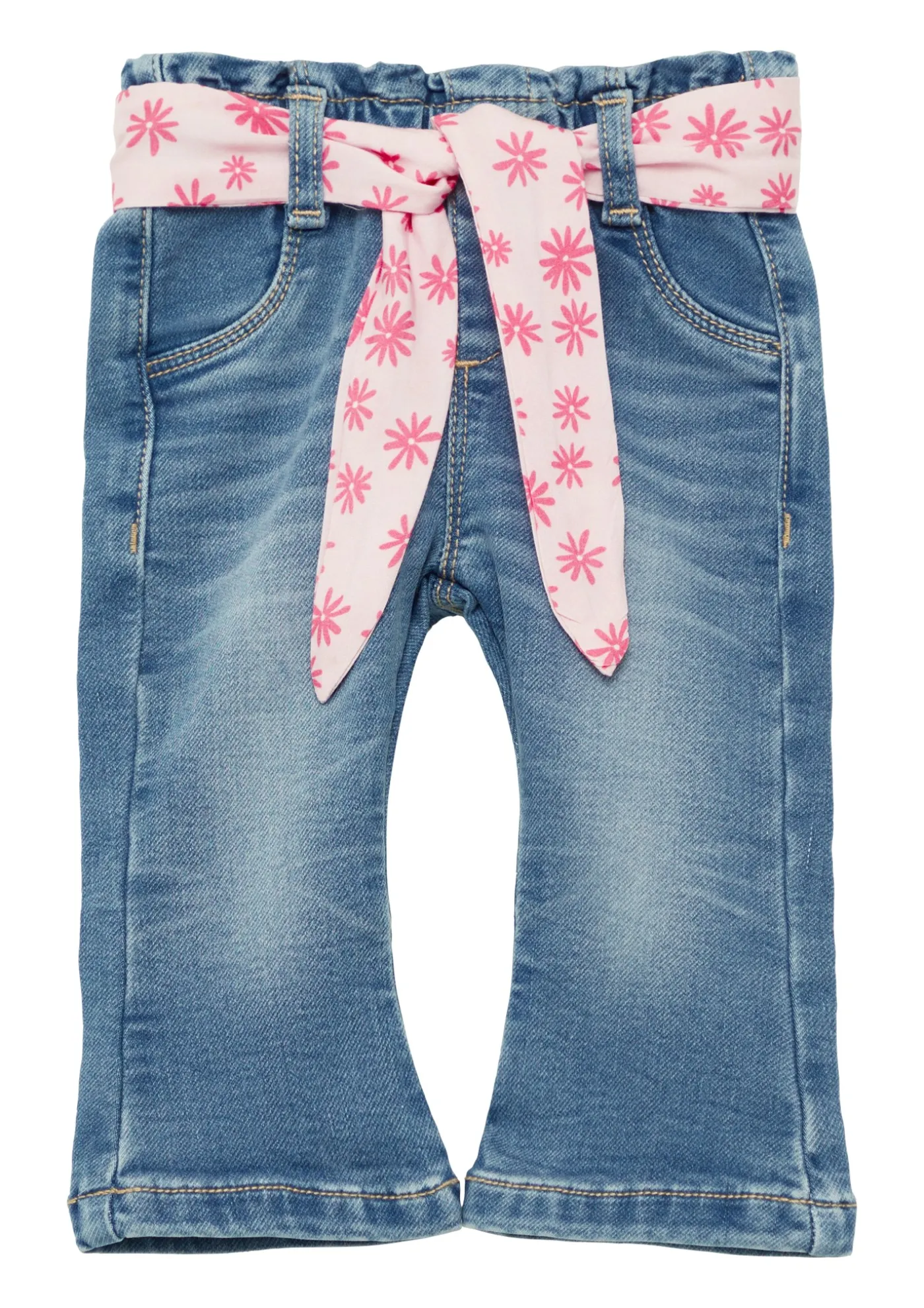 Jeans mit Flared Leg und elastischem Paperbag-Bund